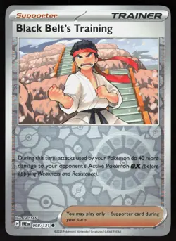 Black Belt's Training 098/131 Prismatic Evolutions Pokemon Reverse Holo NM - Image 1