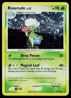 Pokemon Secret Wonders Roserade 17/132 Holo Misprint Holo Bleed Double Swirl - Image 1
