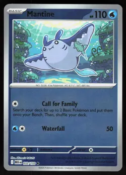 Mantine 032/132 Common Mega Evolution Pokemon Reverse Holo Near Mint - Image 1