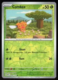 Combee 008/197 Common Obsidian Flames Pokemon Reverse Holo Near Mint - Image 1
