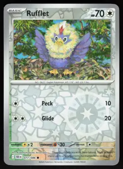 Rufflet 077/086 Common Black Bolt Pokemon Reverse Holo Near Mint - Image 1