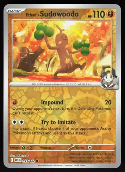 Ethan's Sudowoodo 093/182 Common Destined Rivals Pokemon Reverse Holo Near Mint - Image 1