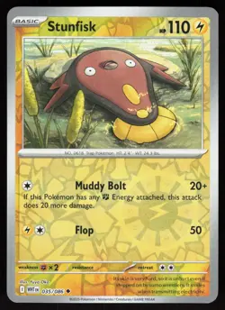 Stunfisk 035/086 Uncommon White Flare Pokemon Reverse Holo Near Mint - Image 1