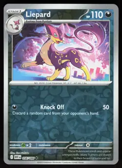 Liepard 056/086 Uncommon White Flare Pokemon Reverse Holo Near Mint - Image 1