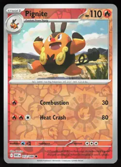 Pignite 012/086 Common White Flare Pokemon Reverse Holo Near Mint - Image 1