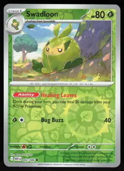 Swadloon 002/086 Common White Flare Pokemon Reverse Holo Near Mint - Image 1