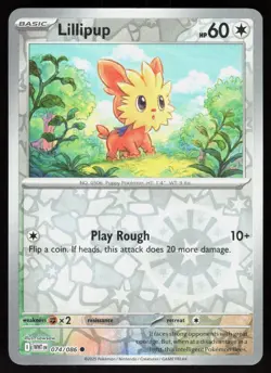 Lillipup 074/086 Common White Flare Pokemon Reverse Holo Near Mint - Image 1