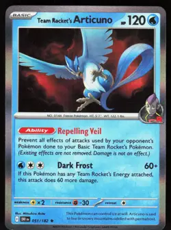 Team Rocket's Articuno 051/182 Rare Destined Rivals Pokemon Holo Near Mint - Image 1