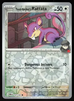 Team Rocket's Rattata 147/182 Common Destined Rivals Pokemon Reverse Holo NM - Image 1