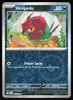Venipede 054/086 Common Black Bolt Pokemon Reverse Holo Near Mint - Image 1