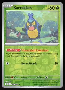 Karrablast 009/086 Common Black Bolt Pokemon Reverse Holo Near Mint - Image 1