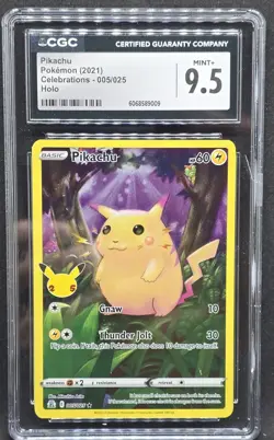 Pokemon TCG Celebrations Pikachu Holo Rare Card 005/025 25th Anniversary CGC 9.5 - Image 1