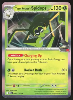 Team Rocket's Spidops 020/182 Rare Destined Rivals Pokemon Holo Near Mint - Image 1
