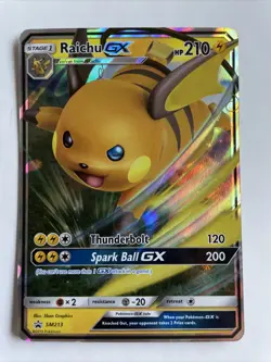 Pokemon TCG Raichu GX SM Black Star Promo SM213 Holo Promo - Image 1