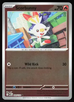 Scorbunny 026/132 Common Mega Evolution Pokemon Reverse Holo Near Mint - Image 1