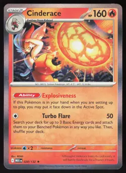 Cinderace 028/132 Rare Mega Evolution Pokemon Holo Near Mint - Image 1