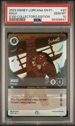 2023 DISNEY LORCANA EN P1-PROMO #23 MAUI - DEMIGOD PSA 10 - Image 1