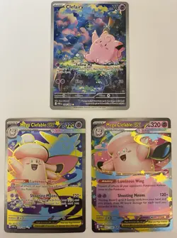 MINT Pokemon Clefairy & Mega Clefable EX 094/088, 103/088 PERFECT ORDER x3 cards - Image 1