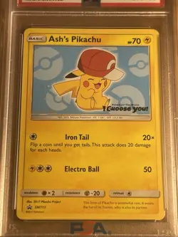 2017 Pokemon S&M Black Star Promo ASH'S PIKACHU I Choose You! Card SM113 PSA 8 - Image 3