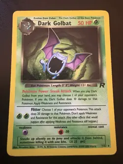 2000 Pokemon Team Rocket Dark Golbat Holo #7/82 - Image 1
