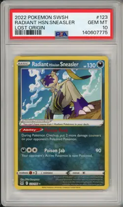 2022 Pokemon SWSH Lost Origin Radiant Hisuian Sneasler Holo #123 PSA 10 - Image 1