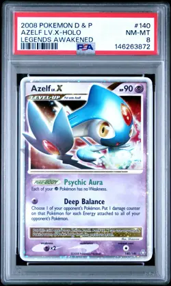 2008 POKEMON DIAMOND & PEARL LEGENDS AWAKENED 140 AZELF LV.X-HOLO PSA 8 - Image 1