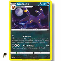 2021 Pokemon Sword & Shield Umbreon SWSH129 Promo Holo Rare LP - Image 1