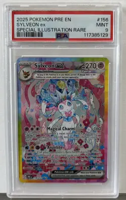 2025 POKEMON PRISMATIC EVOLUTIONS SPECIAL ILLUSTRATION RARE SYLVEON EX PSA 9 - Image 1