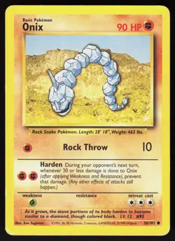Onix 56/102 Common Base Set Unlimited Pokemon Damaged - Image 1