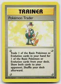 POKEMON TRADER 77/102 RARE BASE SET UNLIMITED POKEMON LP - Image 1