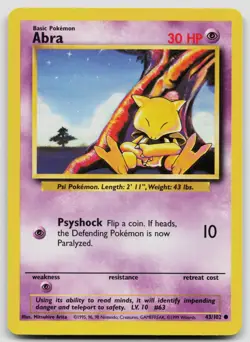 ABRA 43/102 COMMON BASE SET UNLIMITED POKEMON LP - Image 1