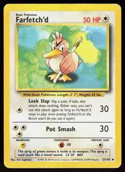 Farfetch'd 27/102 Uncommon Base Set Unlimited Pokemon Damaged - Image 1