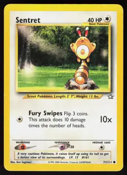 Sentret 71/111 Common Neo Genesis Pokemon Unlimited Damaged - Image 1