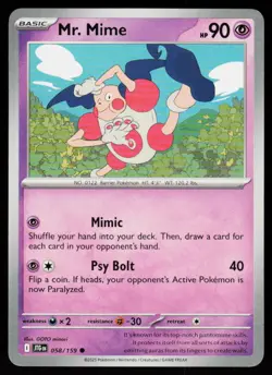 Mr. Mime 058/159 Common Journey Together Pokemon Near Mint - Image 1