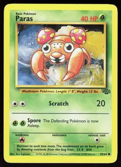 Paras 59/64 Common Jungle Pokemon Unlimited Damaged - Image 1