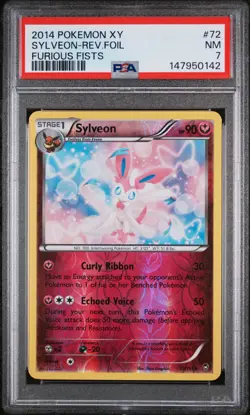 2014 POKEMON XY FURIOUS FISTS #72 SYLVEON-REVERSE FOIL PSA 7 - Image 1