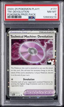 2024-2025 POKEMON PLAY! POKEMON PRIZE PACK TECHNICAL MACHINE: DEVOLUTION PSA 8 - Image 1