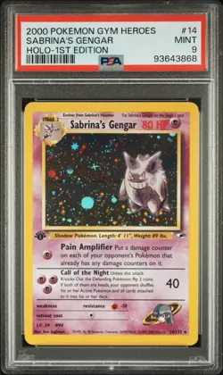 Sabrina's Gengar Holo 1st Edition 2000 Pokemon Gym Heroes 14/132 PSA 9 - Image 1