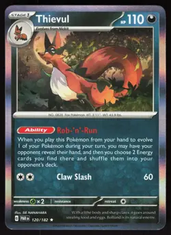 Thievul 120/182 Rare Paradox Rift Pokemon Holo Near Mint - Image 1