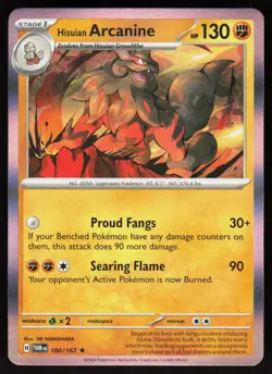 Hisuian Arcanine 100/167 Rare Twilight Masquerade Pokemon Holo Near Mint - Image 1