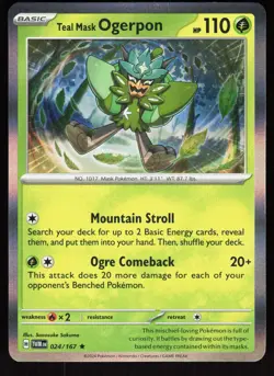 Teal Mask Ogerpon 024/167 Rare Twilight Masquerade Pokemon Holo Near Mint - Image 1