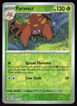 Parasect 047/165 Uncommon 151 Pokemon Reverse Holo Near Mint - Image 1