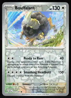 Bouffalant 151/191 Common Surging Sparks Pokemon Reverse Holo Near Mint - Image 1