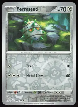 Ferroseed 068/086 Common White Flare Pokemon Reverse Holo Near Mint - Image 1