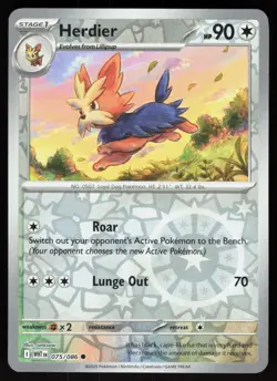 Herdier 075/086 Common White Flare Pokemon Reverse Holo Near Mint - Image 1