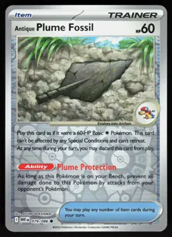 Antique Plume Fossil 079/086 Common White Flare Pokemon Reverse Holo Near Mint - Image 1