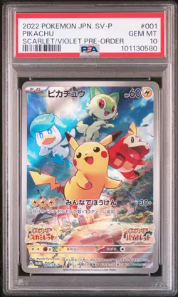 2022 POKEMON JPN SV PROMO SCARLET & VIOLET PRE-ORDER #001 PIKACHU PSA 10 - Image 1
