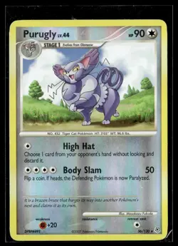 Purugly 36/130 Diamond & Pearl Reverse Holo Rare Pokemon - Image 1