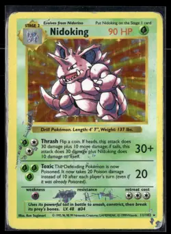 Nidoking 11/102 Base Set Rare Pokemon Shadowless - Image 1