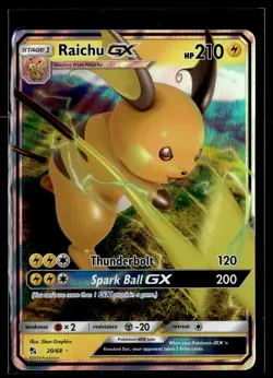 Raichu GX 20/68 Hidden Fates Rare GX Holo Pokemon - Image 1